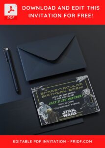 Star Wars Birthday Invitation Interstellar space ship