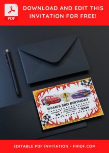 Disney Cars Birthday Invitation with editable text