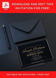 1 9 - Images of (Free PDF Invitation) Gleaming Gold Sparkle Sweet 16 Birthday Invitation - Template no. 10