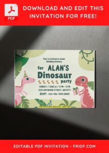 2 14 - Images of (Free PDF Invitation) Dino First Birthday Invitation - Template no. 9