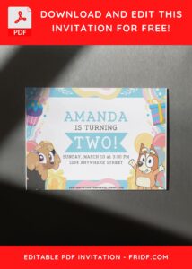 2 16 - Images of (Free PDF Invitation) Rainbow Bluey Children Birthday Invitation - Template no. 9