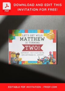 Lego Action Figure Birthday Invitation with Editable text