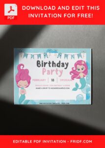 2 29 - Images of (Free PDF Invitation) Sea-lebration Mermaid Children Birthday Invitation - Template no. 9