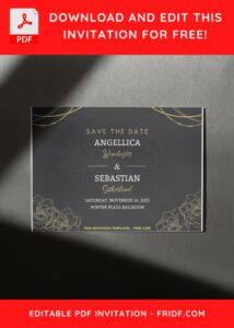 Black And Gold Floral Wedding Invitation with Elegant Vintage theme