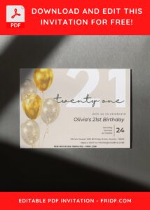 21st Birthday Invitation with 21st wording