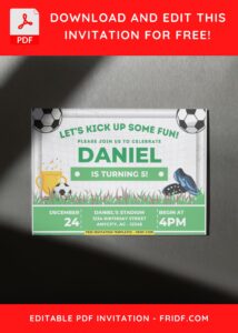 Football theme birthday invitation with football cleats