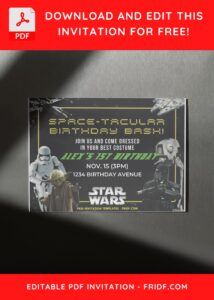 Star Wars Birthday Invitation with Space fonts