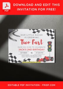 Kids Invitation With F1 Car