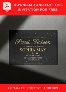 2 9 - Images of (Free PDF Invitation) Gleaming Gold Sparkle Sweet 16 Birthday Invitation - Template no. 9