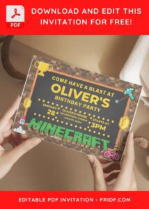 3 11 - Images of (Free PDF Invitation) Minecraft Sleepover Gamer Birthday Invitation - Template no. 8