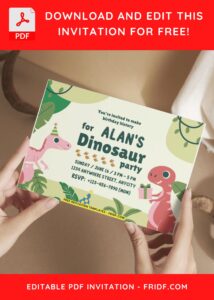 3 14 - Images of (Free PDF Invitation) Dino First Birthday Invitation - Template no. 8