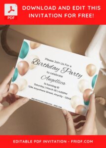 Surprise Balloons Birthday Invitation with editable text