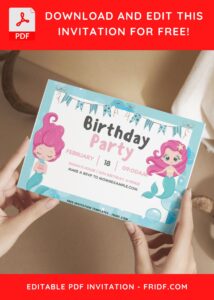 3 29 - Images of (Free PDF Invitation) Sea-lebration Mermaid Children Birthday Invitation - Template no. 8