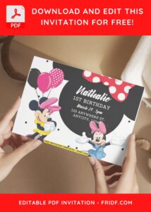 Minnie Mouse In Pink Dress Invitation