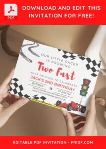 Kids Invitation With Tire Print And Race Flag