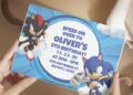 (Free PDF Invitation) Sonic The Hedgehog Sunburst Birthday Invitation