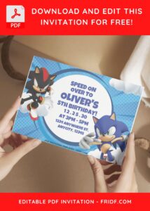 3 6 - Images of (Free PDF Invitation) Sonic The Hedgehog Sunburst Birthday Invitation - Template no. 8