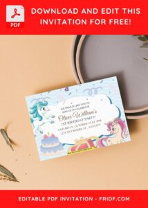 4 21 - Images of (Free PDF Invitation) Rainbow Unicorn Fiesta Birthday Invitation - Template no. 7