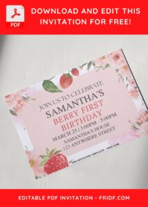 Watercolor Berry Sweet Birthday Invitation with editable text