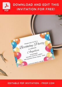 Surprise Balloons Birthday Invitation with White Background