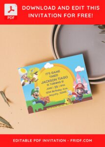 4 5 - Images of (Free PDF Invitation) Super Mario Castle Birthday Invitation - Template no. 7