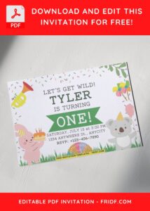 5 12 - Images of (Free PDF Invitation) Festive Birthday Animals Invitation - Template no. 6