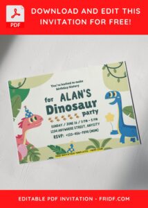 5 14 - Images of (Free PDF Invitation) Dino First Birthday Invitation - Template no. 6