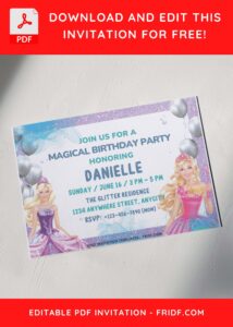 5 22 - Images of (Free PDF Invitation) Barbie Glitter Dream Birthday Invitation - Template no. 1