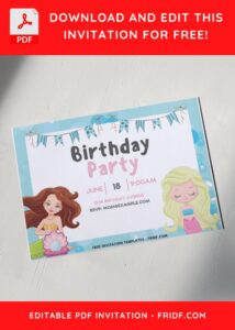 5 29 - Images of (Free PDF Invitation) Sea-lebration Mermaid Children Birthday Invitation - Template no. 6