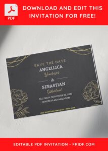 Black And Gold Floral Wedding Invitation with Gold Floral