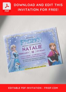 frozen invitation with blue winter snow background