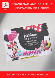 Disney Minnie Mouse Ears Birthday Invitation