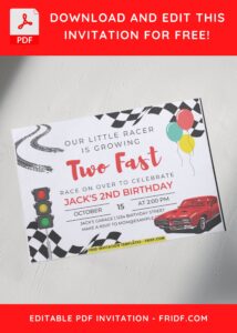 Kids Invitation With Race Theme