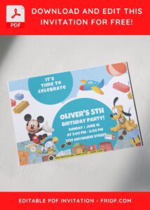 5 8 - Images of (Free PDF Invitation) Mickey Funhouse Kids Birthday Invitation - Template no. 6