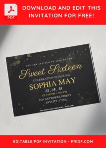 5 9 - Images of (Free PDF Invitation) Gleaming Gold Sparkle Sweet 16 Birthday Invitation - Template no. 6