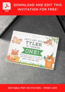 6 12 - Images of (Free PDF Invitation) Festive Birthday Animals Invitation - Template no. 5