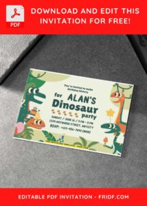 6 14 - Images of (Free PDF Invitation) Dino First Birthday Invitation - Template no. 5