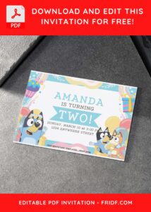 6 16 - Images of (Free PDF Invitation) Rainbow Bluey Children Birthday Invitation - Template no. 5