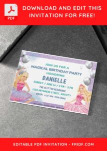 Barbie Glitter Dream Birthday Invitation with 