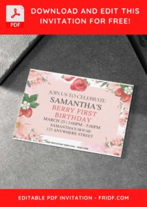 Watercolor Berry Sweet Birthday Invitation with watercolor greenery