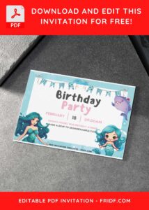 6 29 - Images of (Free PDF Invitation) Sea-lebration Mermaid Children Birthday Invitation - Template no. 5