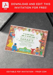 Sesame Street Birthday Invitation with editable text