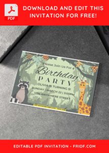 Baby Animals Birthday Invitation with editable text