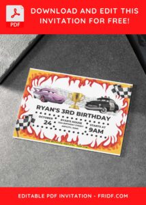 Adorable Disney Cars Birthday Invitation 