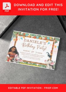 Greenery Summer Moana Birthday Invitation 