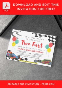 Kids Invitation With Race Car