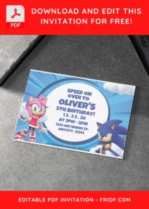 6 6 - Images of (Free PDF Invitation) Sonic The Hedgehog Sunburst Birthday Invitation - Template no. 5