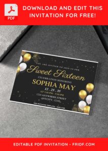 6 9 - Images of (Free PDF Invitation) Gleaming Gold Sparkle Sweet 16 Birthday Invitation - Template no. 5