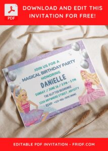 Barbie Glitter Dream Birthday Invitation with landscape design