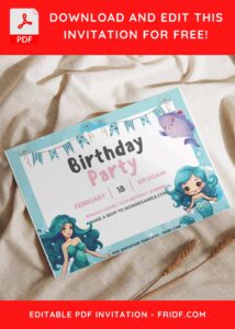 7 29 - Images of (Free PDF Invitation) Sea-lebration Mermaid Children Birthday Invitation - Template no. 4